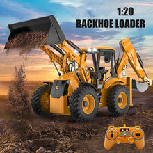 Load image into Gallery viewer, RC Backhoe Wheel Loader 2.4G Fully Functional 1/20 Remote Control Excavator Bulldozer Back Hoe Truck Tractor Digger Heavy Duty
