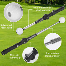 Load image into Gallery viewer, FODESAN Retractable Golf Swing Trainer, Training Aid with Grip Trainer, Swing Mechanics for Beginners &amp; Tempo Training for Advanced, Click Feedback, Muscle Training, Indoor/Outdoor

