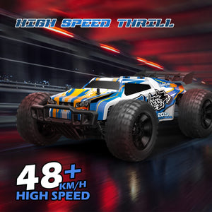 1:10 Large High Speed Remote Control Car with LED Shell Lights, 48+ KM/H, 4WD Offroad Monster Truck for Adults & Kids