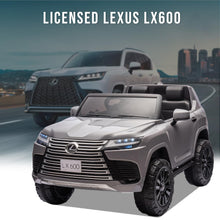 Load image into Gallery viewer, 24V 2 Seater Ride on Car, Licensed Lexus LX600 Electric Car with Remote Control, 20&quot; Width Seat, LED Lights, Key Start (Grey)
