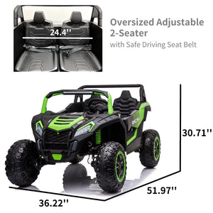 24V 10Ah 2-Seater Ride on Car for Big Kids, Ride on Toy with Remote Control, 4WD Battery Powered Electric Vehicle for Kids, Green