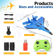 Load image into Gallery viewer, RC Plane, Remote Control Airplane- 2CH 2.4Ghz Remote Control Wireless Airplane Toy with Lights, Foam RC Fighter Plane Jet
