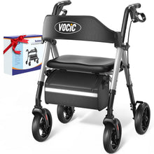 Load image into Gallery viewer, VOCIC Walkers for Seniors, Z21 Rollator Walker with Seat Supports 350lb, 8" Big Wheels for All Terrain, Ergonomic Arc Seat &amp; 6" Ultra Backrest Foldable Walker, Dual Height Adjustment, Lightweight 2026
