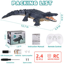Load image into Gallery viewer, RC Crocodile Boat,2.4GHz Alligator with Glowing Eyes, RC High Simulation Crocodile RC Boat Lake &amp; Pool Toy, USB Rechargeable
