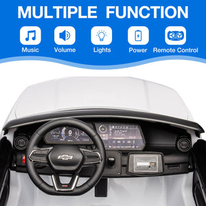 24V Kids Electric 2-Seater SUV Toy Licensed Chevrolet Blazer Ride On Car, with Remote Control, 4 Spring Suspension, White