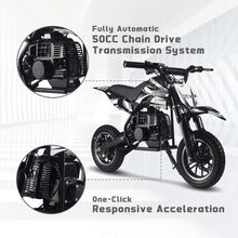 Load image into Gallery viewer, 50CC Gas Dirt Bike, Off-Road Mini Bike with 2 Stroke, Motorcross Pocket Bike Push Start, Dual Disc Brake (Black)

