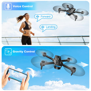 Drone with Camera 1080P HD FPV Foldable Drone for Beginners and Kids, Quadcopter with Voice Gesture Control with Carrying Case