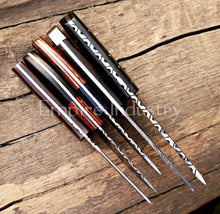 Load image into Gallery viewer, Set Of 5 Hunting Knives, Full Tang Damascus Steel Fixed Blade, Wood &amp; Micarta Handle, Combat Knife With Leather Sheath For Bushcraft, Hiking, Camping By Empire Industry
