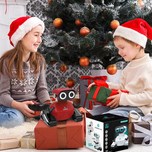 Robot Toys, Remote Control Robot Toy, RC Robots for Kids with LED Eyes, Flexible Head & Arms (Red)
