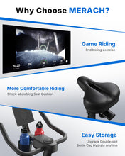 Load image into Gallery viewer, MERACH Exercise Bike, Brake Pad Stationary Bike with Exclusive App -Blue

