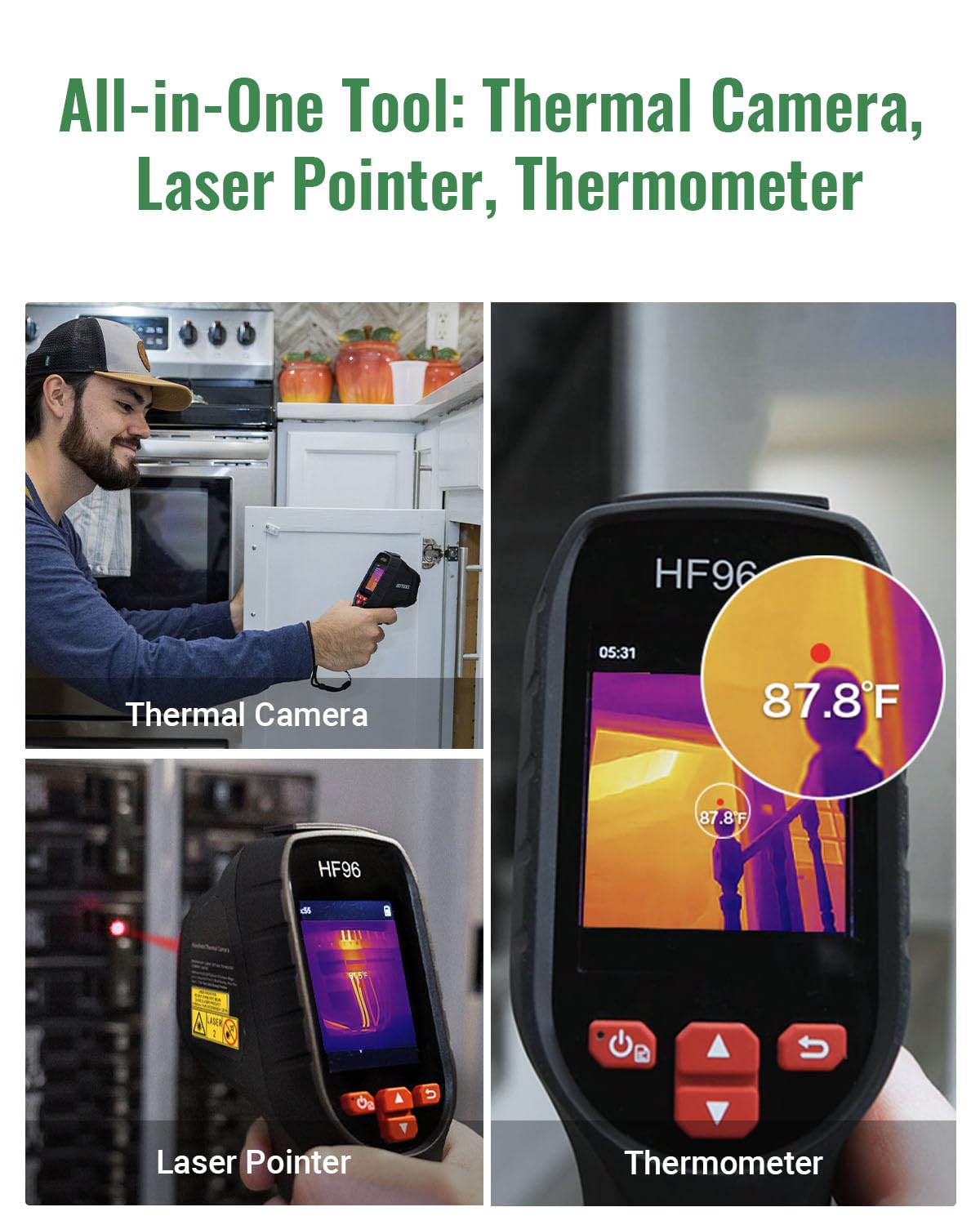 Pointer Camera HF96 Thermal Camera with Laser Pointer, Intelligent Scene Detection, S ...