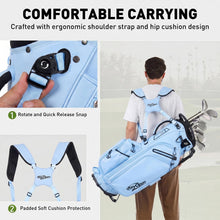 Load image into Gallery viewer, KeyOpen Lightweight Golf Stand Bag, 14 Way Golf Bags with Full Length Dividers for Men Women, Encrypted 900D Weather-Proof Club Carry Bag with Ergonomic Dual Strap, Cooler Pockets, 9 Pockets, Cyan
