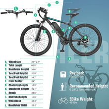 Load image into Gallery viewer, 500W 26&quot; Electric Bike for Adults, [Peak 750W], 48V 10.4Ah Battery, Up to 55 Miles, 3H Fast Charge, Electric Mountain Bike, 2.1&quot;
