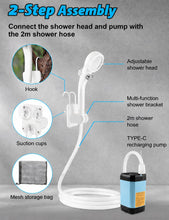 Load image into Gallery viewer, innhom Portable Camping Shower, 6000mAh Rechargeable Camp Shower Pump with LED Display, IPX7 Waterproof &amp; 2 Spray Modes Electric Outdoor Shower for Hiking, Travel, Pet Bathing and Car Washing, Blue
