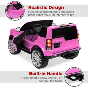 12V 3.7 MPH 2-Seater Licensed Land Rover Ride On Car Toy w/Parent Remote Control, MP3 Player - Pink