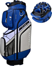 Load image into Gallery viewer, TUMMOCK Golf Cart Bag, 14-Way Top Divider with Multiple Storage Pockets, Handles and Rain Cover, Lightweight &amp; Durable Golf Bag for Men, Cart-Friendly Design (Blue)
