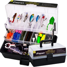 Load image into Gallery viewer, Vipfish Large 3-Layer Fishing Tackle Box Lures with Tackle Included 448 Pcs
