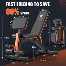 Load image into Gallery viewer, XCHIEF Adjustable Weight Bench - 1000LBS Capacity Heavy Duty Foldable Workout Bench for Full Body Exercise, Flat/Incline/Decline, Bench Press for Home Gym with Preacher Pad &amp; Leg Extension
