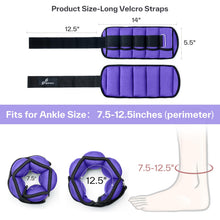 Load image into Gallery viewer, Sportneer Adjustable Ankle Weights Set - 1 Pair (2-10 lbs) Removable Sandbags -Purple

