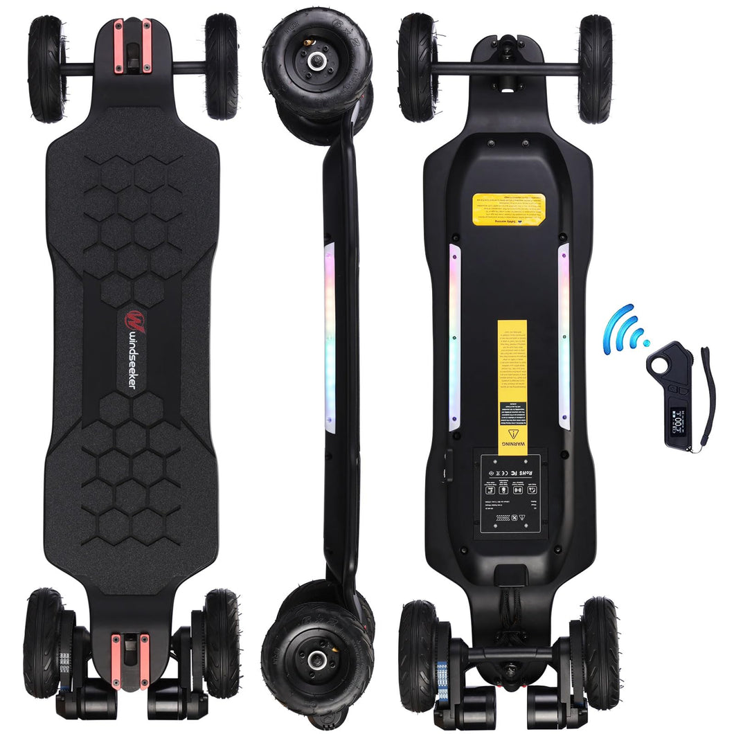 Electric Skateboard with LCD Remote Control，V5 Electric Longboard with Light for Adults, 1650W Dual Motor, 27 MPH & 18 Miles Range