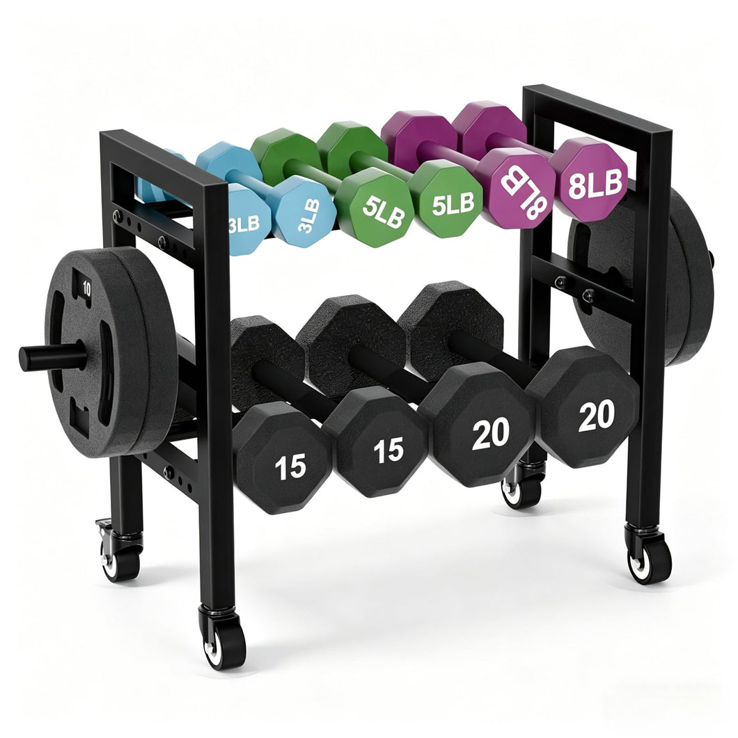 Dumbbell Rack Stand Only 2-Tier 20 IN Length Adjustable Small Weight R ...