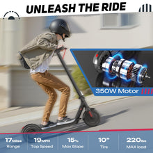 Load image into Gallery viewer, Electric Scooter, 430W Peak Motor, 19MPH &amp; Up to 17-Mile Range, 10&quot; Shock-Absorbing Tires | Portable Folding Commuting Electric Scooter
