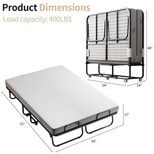 Load image into Gallery viewer, RAOGIE Deluxe Folding Bed with 5" Memory Mattress, 75"x54" Portable Bed for Adults, Roll Away Foldable Beds on Wheels for Guest,Hideaway,Save Space
