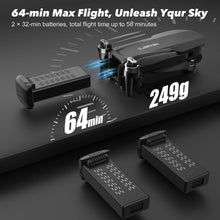 Load image into Gallery viewer, GPS Drone with EIS 2K Camera for Adults, 7.22 inch Screen on Remote Controller,FPV RC Drones with Al Track&amp;Night Shot with Professional GPS,Auto Return Follow Me for Beginner,Long Range Transmission, 2 Batteries 64min Flight Time,Handbag Under 249g
