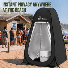 Load image into Gallery viewer, Wolfwise Pop Up Shower Tent for Camping Essentials, Portable Instant Changing Tent with Ventilation Window, Privacy Dressing Room Bathroom Toilet for Beach &amp; Outdoor, Extra Tall, Silver-Black
