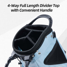 Load image into Gallery viewer, T WINSOLOGY Lightweight Golf Stand Bag with 4 Way Top Dividers for Men and Women, Only 4.5 Pounds, 8 Storage Pockets Including Cooler, Double Shoulder Straps, Womens Golf Club Bag (Sky Blue/Beige)
