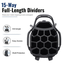 Load image into Gallery viewer, Camboke 15-Way Golf Stand Bag, Lightweight Golf Bag with Full-Length Dividers&amp;Rubber Top, Golf Club Carry Bag with Cooler Pocket, Dual Strap, Rain Hood for Men Women (Navy/White)
