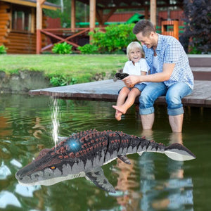 Dinosaur Toys, Upgrade Remote Control Water Toy, RC Dino with Light and Spray Water for Swimming Bath Lake Ocean