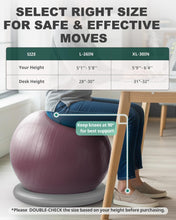 Load image into Gallery viewer, Trideer Exercise Ball for Office Desk, Yoga Ball Chair to Relieve Back Pain, Stability &amp; Fitness Ball -purple
