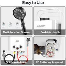 Load image into Gallery viewer, OEVANT Propane Water Heater, 1.58GPM 6L Portable Tankless Water Heater with Handle &amp; Overheating Protection, Propane Gas, Instant Hot Water for RV Camping, Outdoor Shower (WHITE)
