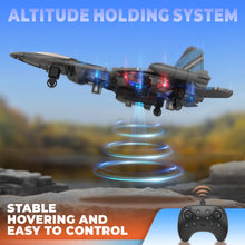 Load image into Gallery viewer, Drones for Kids | 2.4GHZ RC Plane, Remote Control Airplane, RC Helicopter, 360° Flip Fighter Jet Toy with Colorful LED Navigation Lights Blue
