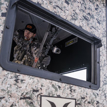Load image into Gallery viewer, Hawk Office Hunting 6.55' W x 6.5' D x 6.5' T Assembled Insulated Steel Box Blind | Floor with Rubber Pad and Multiple One-Hand-Operable Windows | Blind w/ 10ft Elite Tower
