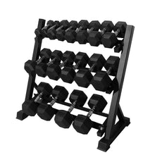 Load image into Gallery viewer, RITFIT Rubber Hex Dumbbells Set with Rack, 180-780LB Heavy-Duty Cast Iron Core, Knurled Chrome Handle, Space-Saving Storage Rack for Home Gym Strength Training
