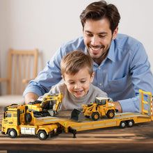 Load image into Gallery viewer, Die-cast Construction Toys Set w/Semi Truck, Excavator, Bulldozer, Alloy Engineering Construction Vehicles Truck Toys w/Lights &amp; Sounds, Model Cars
