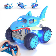Load image into Gallery viewer, Fast Direct Charging Remote Control Car, Rechargeable Amphibious RC Cars with 2.4Ghz 4WD All Terrain Waterproof RC Shark Monster
