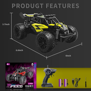 1:16 Scale RC Car for Kids, 2.4GHz High-Speed Electric Monster Truck, 20km/h, Dual 1000mAh Rechargeable Batteries