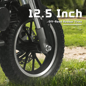 50CC Gas Dirt Bike, Off-Road Mini Bike with 2 Stroke, Motorcross Pocket Bike Push Start, Dual Disc Brake (Black)