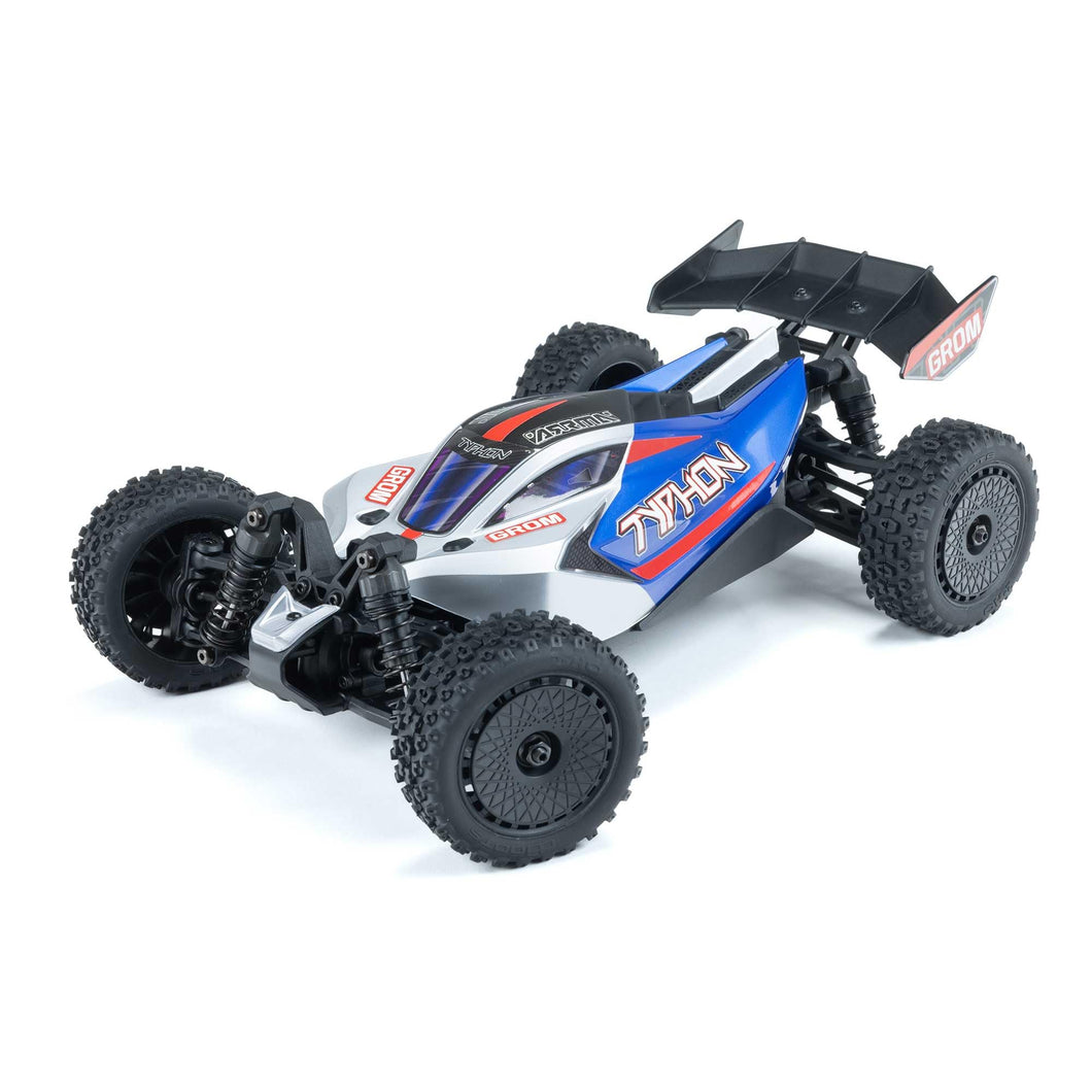 RC Car Typhon GROM 4x4 Smart Small Scale Buggy RTR with Battery & Charger, Blue/Silver ARA2106T1