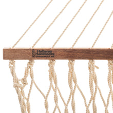 Load image into Gallery viewer, Hatteras Hammocks Deluxe Oatmeal Duracord Rope Hammock with Free Extension Chains &amp; Tree Hooks, Handcrafted in The USA, 450 LB Weight Capacity, 13 ft. x 60 in
