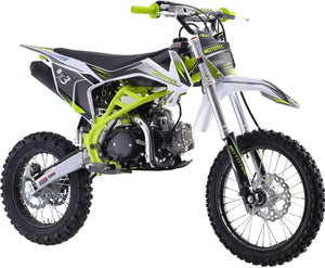 Upgraded 125cc Dirtbike X18 Dirt Bike DB X18 Racing DB18 Dirtbike 125cc 4 Speed Manual Clutch and Big Size Tires 17"/14" (Blue)
