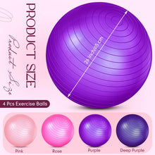 Load image into Gallery viewer, Leyndo 4 Pcs 26 Inch Yoga Exercise Ball Pilates Pregnancy Birthing Fitness Ball -(Vivid Color)
