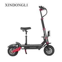 Load image into Gallery viewer, Electric Scooter with Seat, 11-inch Off-Road Tires, Dual Suspension, LED Display, Black and Red
