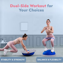 Load image into Gallery viewer, kisnbld Half Balance Ball Trainer, Inflatable 19/23 Inch Half Exercise Ball with Resistance Bands -Blue
