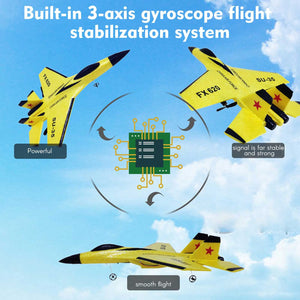 FX620 RC Airplane, 2.4GHz Remote Control Airplane, 2 Channel RC Plane, SU-35 RC Glider EPP Aircraft Model (Yellow)