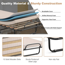 Load image into Gallery viewer, Renatone Folding Bed with Mattress, Portable Guest w/ 4 inch Memory Foam Sturdy Metal Frame, Rollaway Cot Size for Adults, Sleeper Bedroom, Living Room, Office, Camping Clear Small Single
