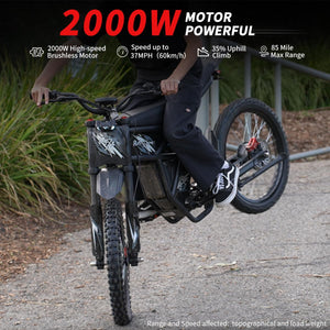 Electric Dirt Bike for Adults - 2500W Motor 37 MPH High-Speed, 25" Fat Tires & Dual Removable Battery (48V-18.2AH*2)